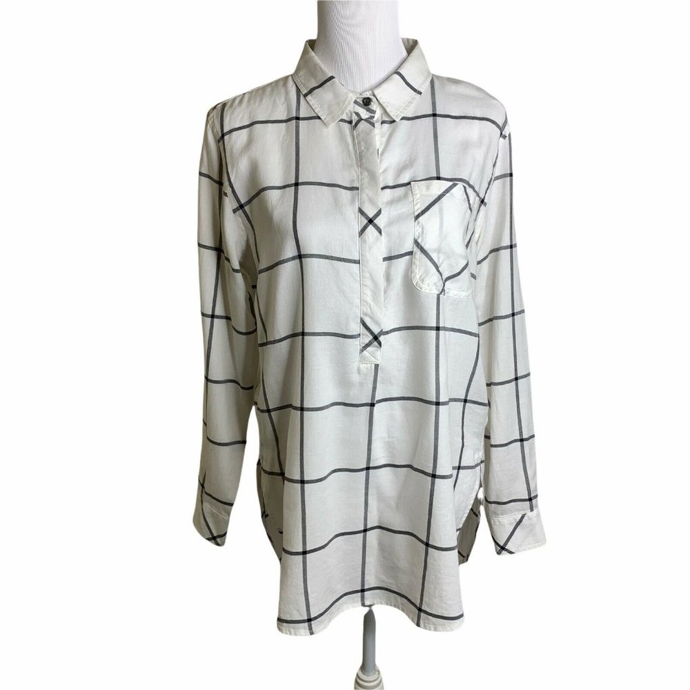 Athleta White and Black Checkered Top